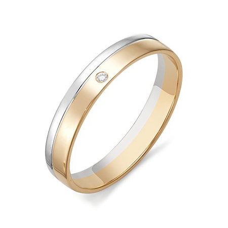 Кольцо обручальное, золото, бриллиант, 12369-100
